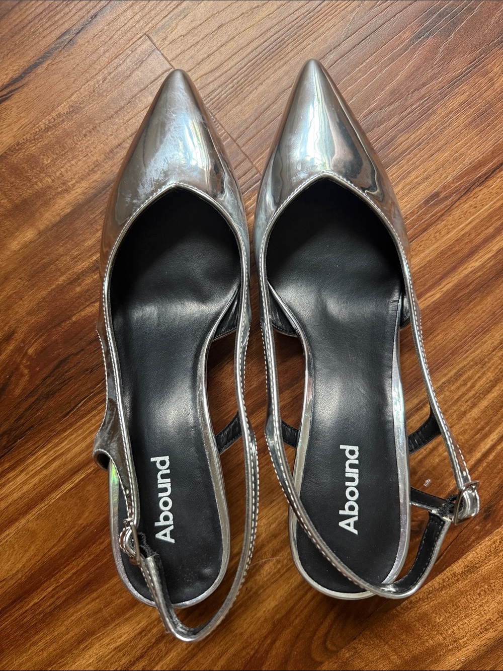 Abound Metallic Silver Pointed Slingback Flats